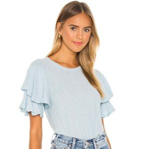 Nation LTD Etta Ruffle Sleeve Tee in Blue Skies
